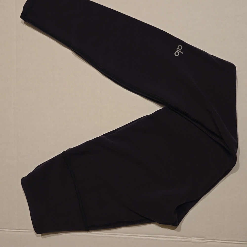 Alo High-Waist Micro Waffle Knit LowKey Legging Black Size XXS